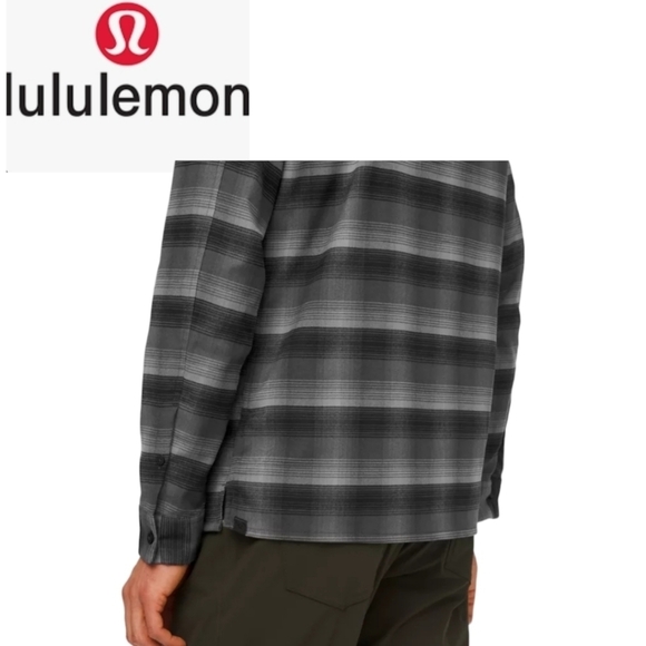 LULULEMON Masons Peak Flannel Size X-Large Shade Plaid Black Battleship like new - Picture 7 of 10